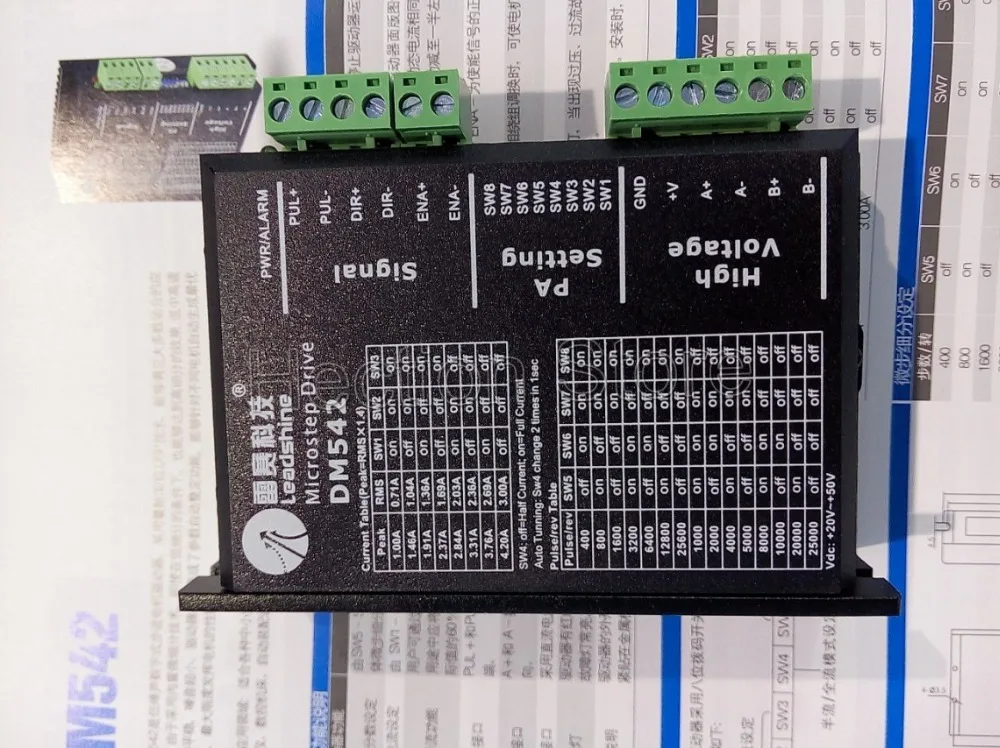 Leadshine Драйвер шагового DM542 работать 24-50 В выход 1-4.2a текущая работа с Nema 23 и NEMA17 шаговый двигатель