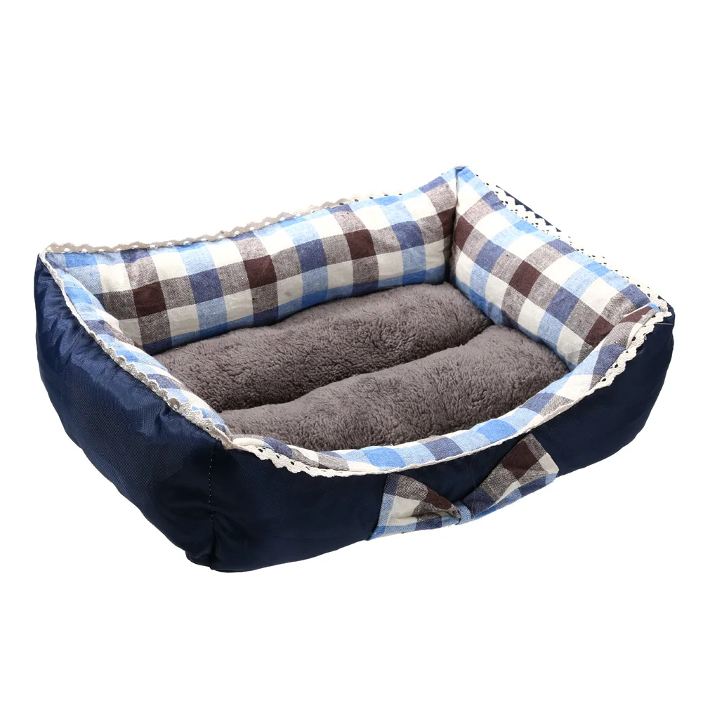 Pet Dog Bed Mattress Colorful Plaids Square Cushion Nest House Pet