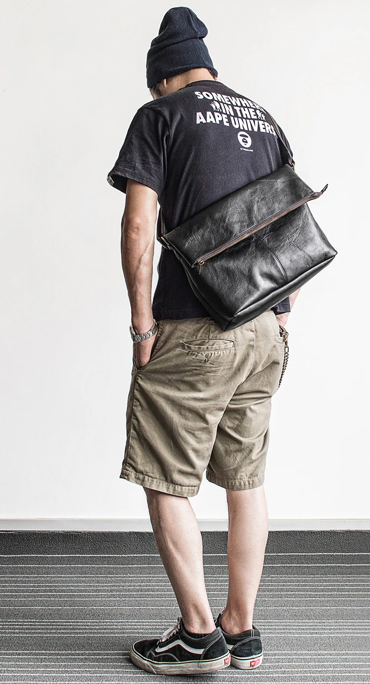 AETOO сумка из воловьей кожи, мужские сумки через плечо, кожаная складная сумка, винтажная сумка на плечо