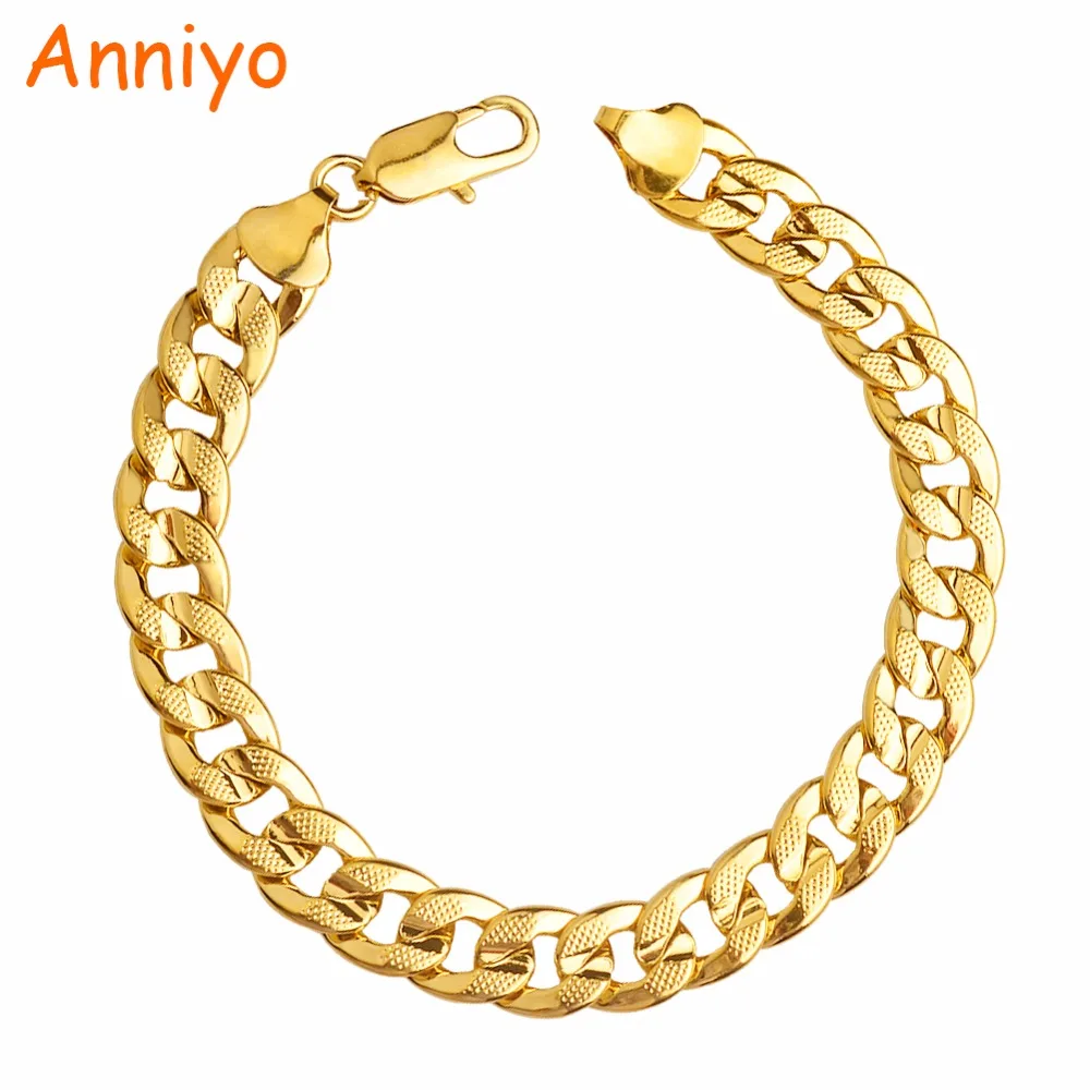 Anniyo Мужские Толстые браслеты золотого цвета Африка звено цепи подарочные браслеты и ювелирные изделия для мужчин s#064802