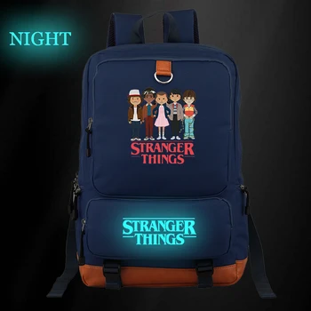 

Stranger Things Luminous Backpack Canvas Laptop Backpack School Bags for Teenage Boys Girls Large Capacity Travel Shoulder Bag
