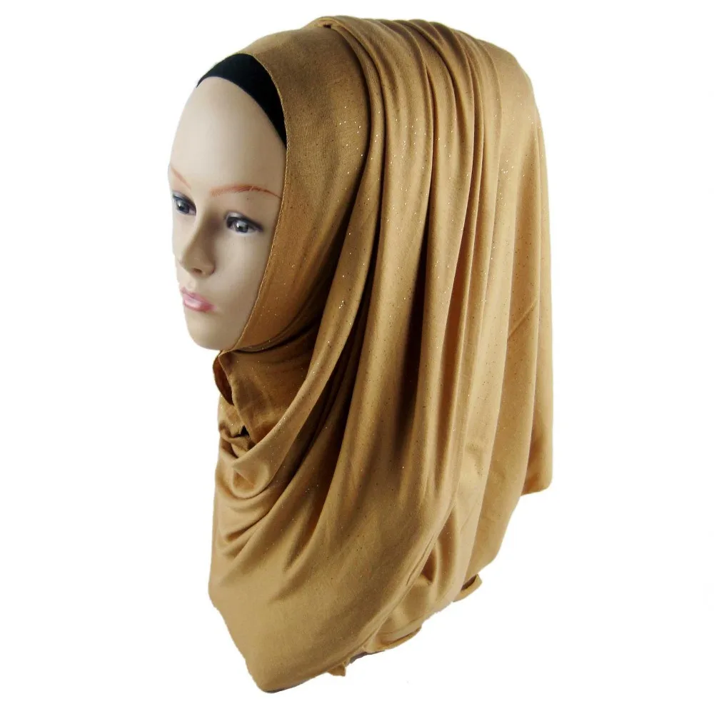 H1264a мягкий Модала эластичный джерси длинный шарф с блестит shimmer платок wrap
