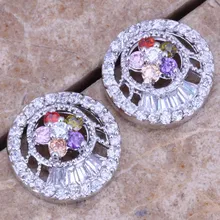 Выдающийся многоцветный красный гранат серебро Серьги-гвоздики для Для женщин H022