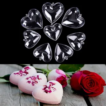 

1set Heart Shape DIY Clear Plastic Bath Bomb Mould Acrylic Mold 65/80mm