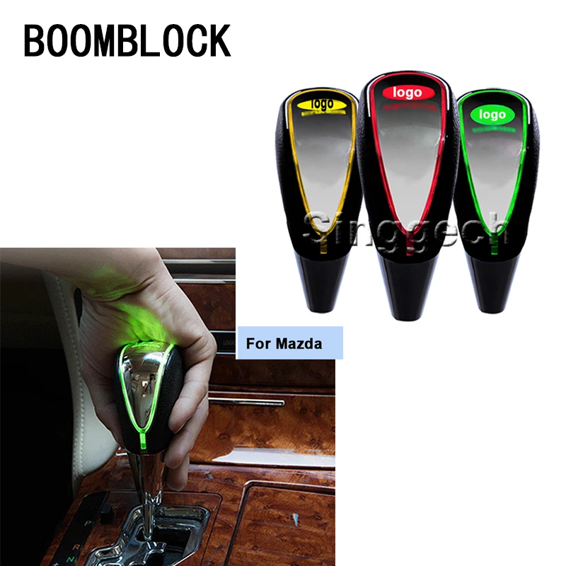 

BOOMBLOCK Auto Gear Shift Knob Touch Sensor Colourful LED Light 5/6 Speed For Mazda 3 6 2 CX-5 CX5 CX-7 Car Logo Emblem