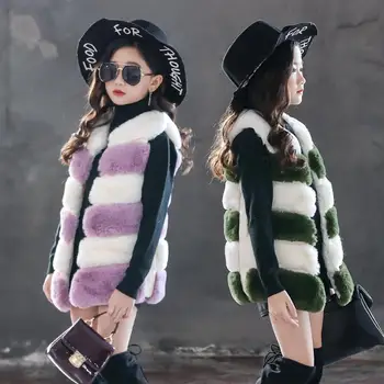 

Children's Jacket Faux Fur Vest Coat Patchwork Fur Fashion Girls Waistcoat Sleeveless Thicken Warm Coat Kids Cothes Outwear Y71