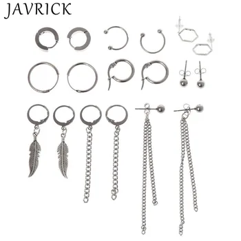 

9 Pairs/Set Chain Earrings Stainless Steel Pendant Dangle Decoration Charms Unisex Women Men Personality Jewelry Chains
