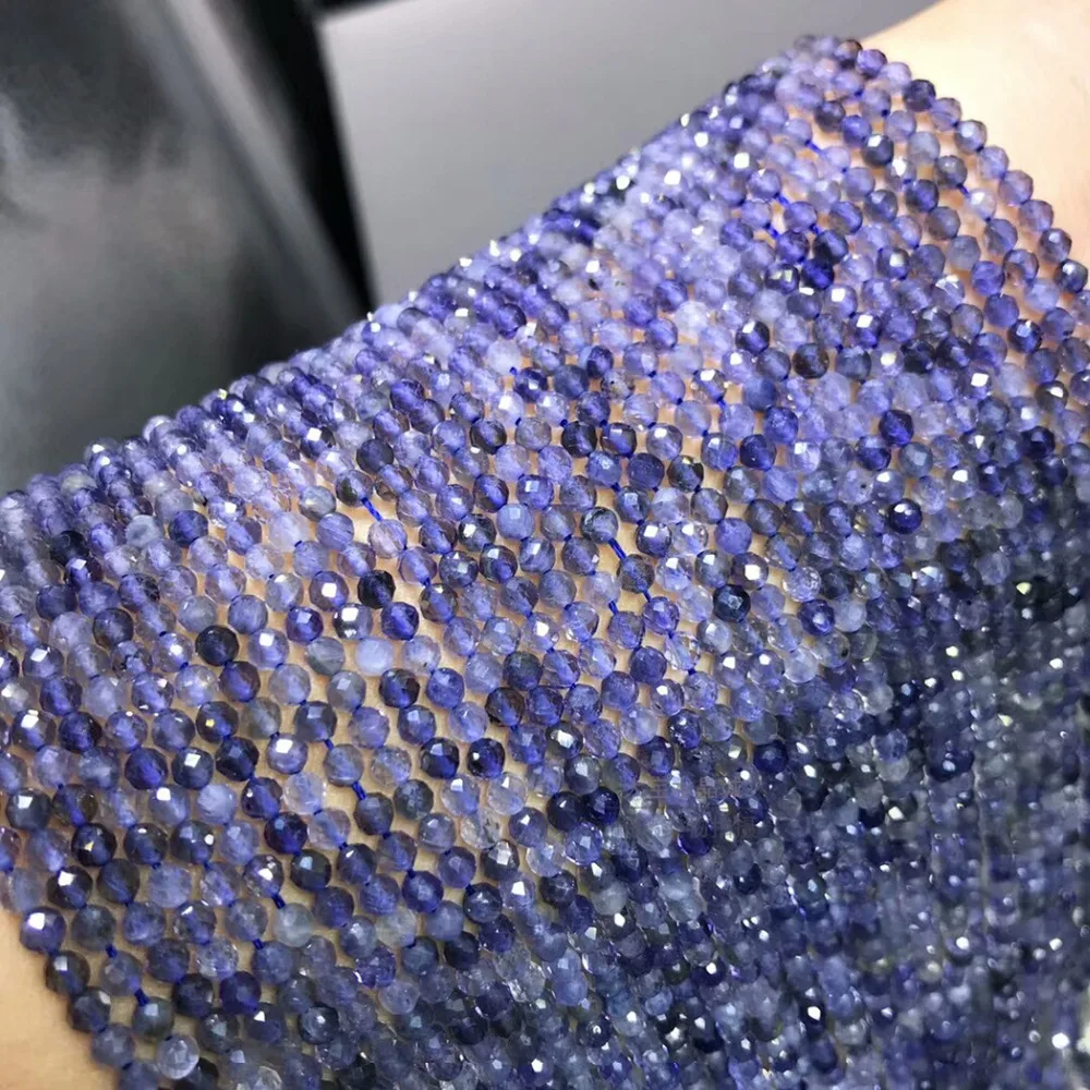 

ICNWAY 2-4mm natural gemstone iolite opal round faceted loose beads DIY bracelet necklace earrings making jewelry