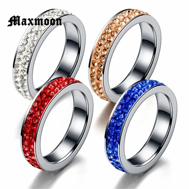 Maxmoon красное блестящее яркое полностью покрытое кристаллами кольцо золотого