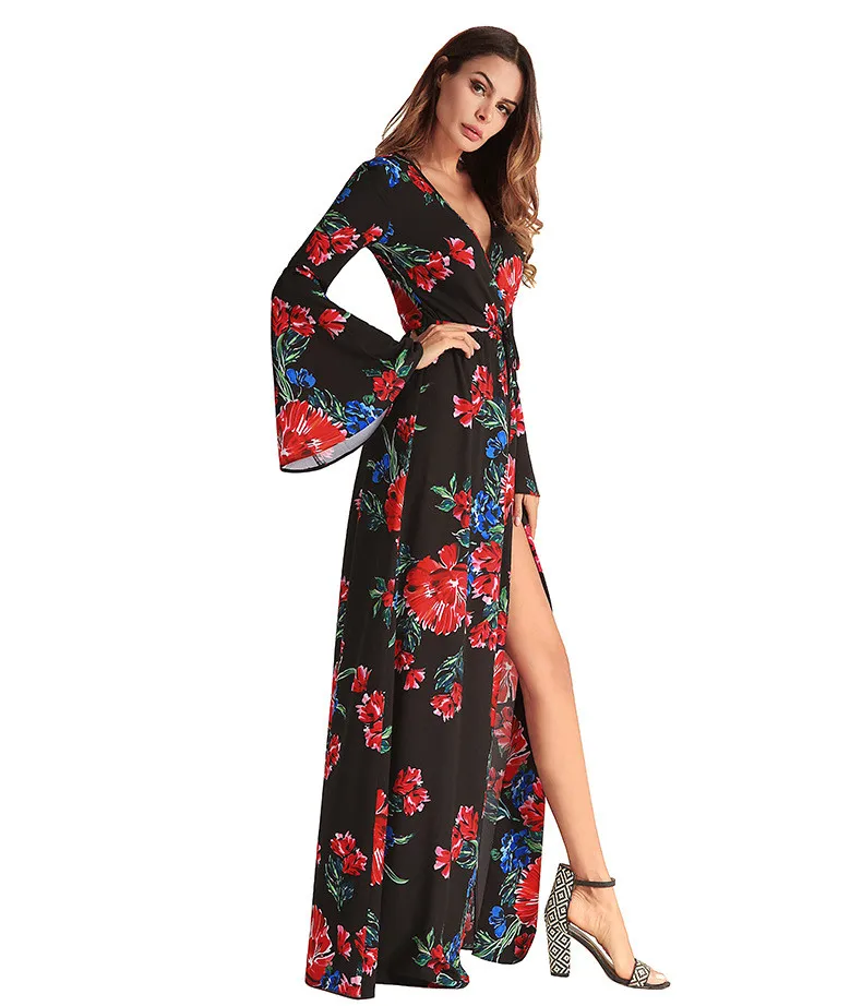 women wraped chest off shoulder slash neck bohemian long dress 16_