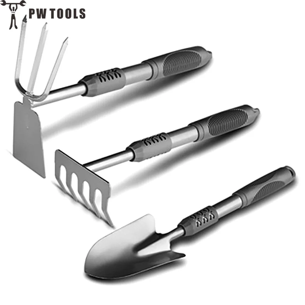 3 pcs/Set Stainless Steel Shovel Weeding for Garden Vegetables Flowers Planting Garden Tools Set Thickened Rake Shovel 1 set 9 piece garden tools scissors shovel harrow home supply stainless steel