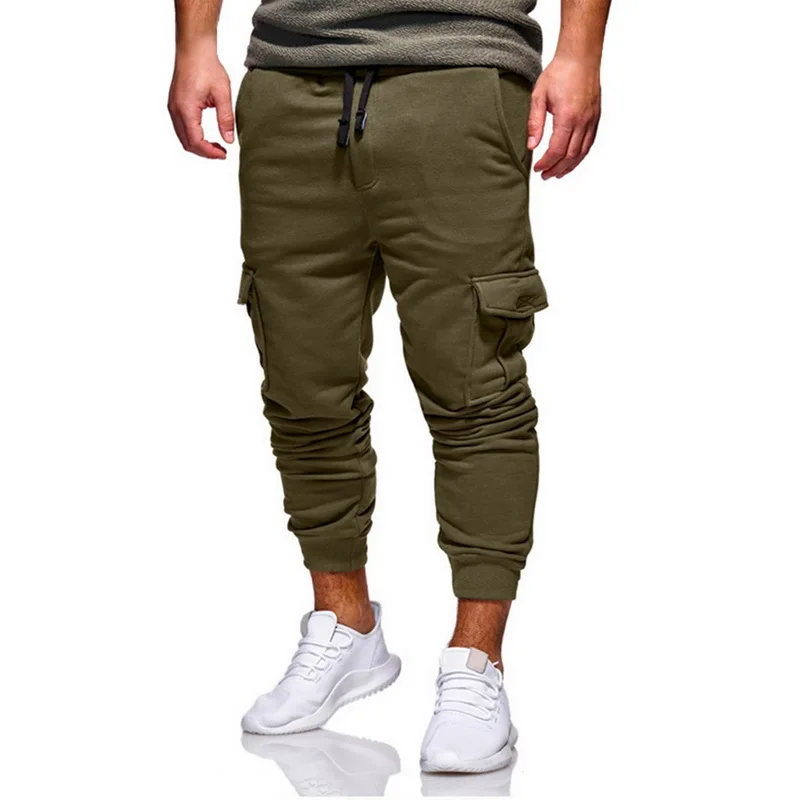 Shujin Mens Skinny Joggers Sweatpants Casual Male Fitness Bodybuilding Solid Pants Pocket Drawstring Long Trousers Plus Size