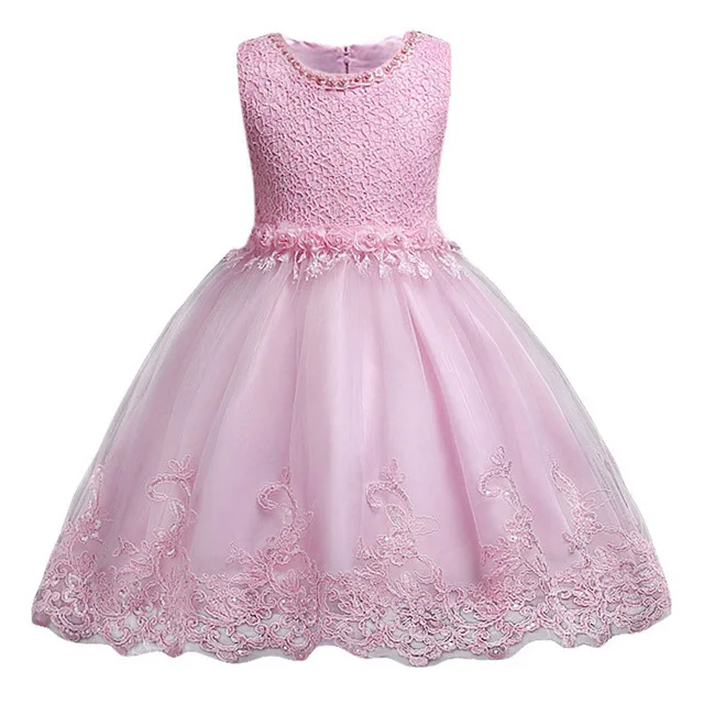 Для детей 3-10 лет; кружевное торжественное вечернее платье с цветочным узором; свадебное платье принцессы; Одежда для девочек; Детские платья; Одежда для девочек - Цвет: Pink