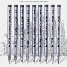 STA 9 шт. различных Совет размеры черный Книги по искусству маркером эскиз пигмент лайнер на водной основе для рисования почерк Supplie канцелярские