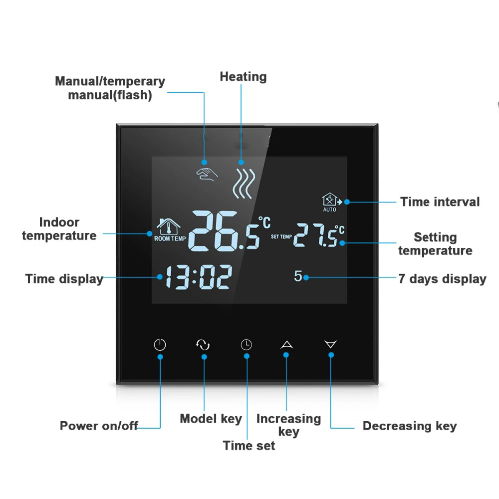 Цифровой сенсорный экран цифровой термостат подогрев пола термостат ЖК комнатный регулятор температуры термостат с подсветкой