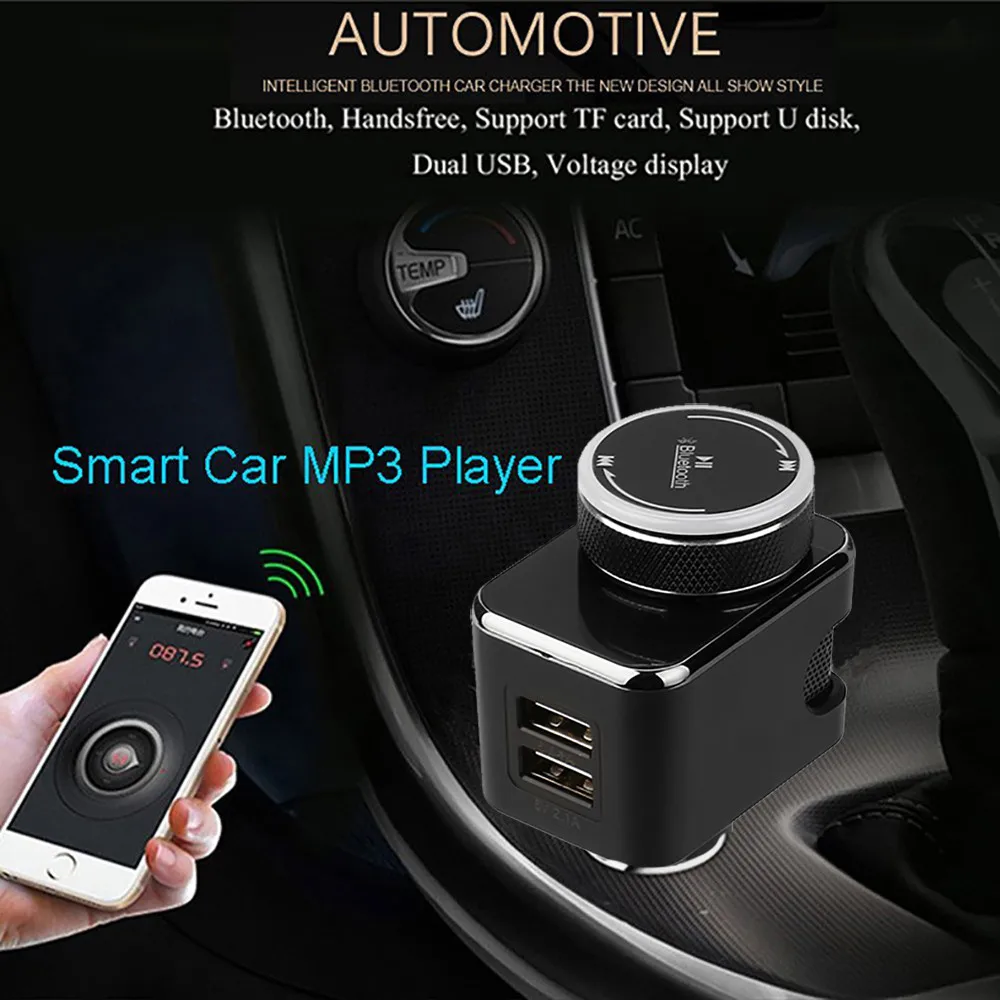 Dual USB Wireless Car Bluetooth Kit FM Handsfree Call USB Car Charger