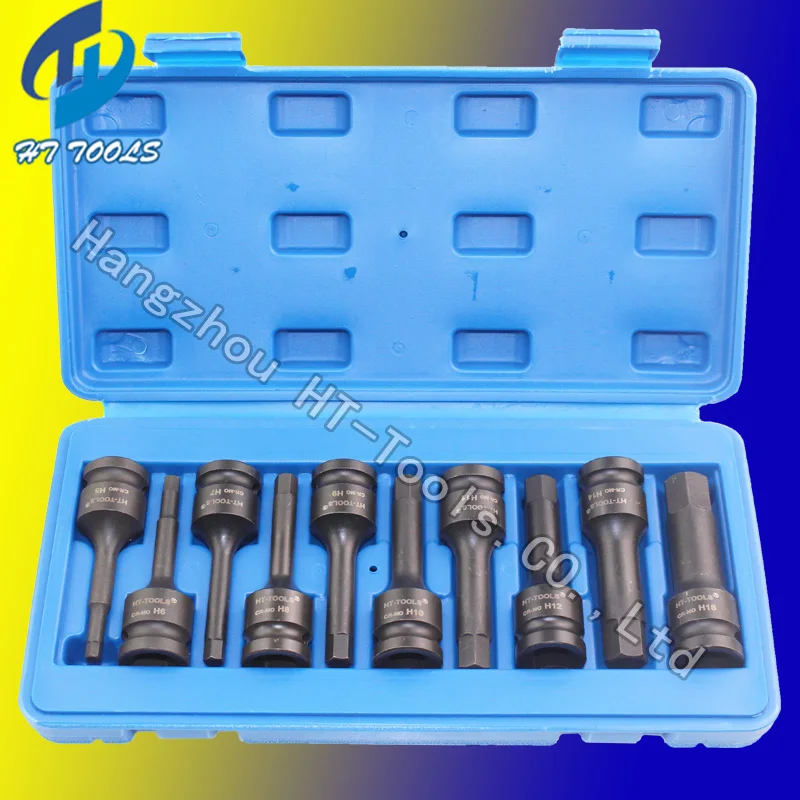 

10pcs 1/2" DR long black hex impact bit socket H5 H6 H7 H8 H9 H10 H11 H12 H14 H16 H17 H18 H19