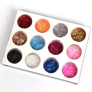 

12 MIX COLORS SHINY TINY GLITTER LASER STRIPS SET FOR NAIL ART DECORATION