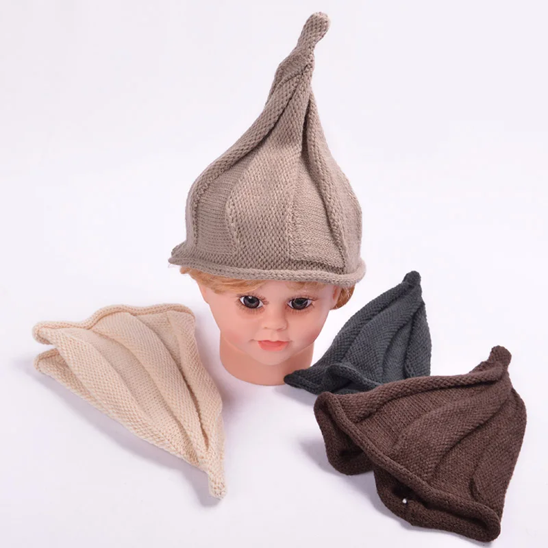 Детские Шапки вязаный свитер для маленьких девочек кепки для Мальчиков Шапка Симпатичные остроносые детская вязаная шапка зима теплая Младенец Малыш Мода Кепки для детей Baby muts