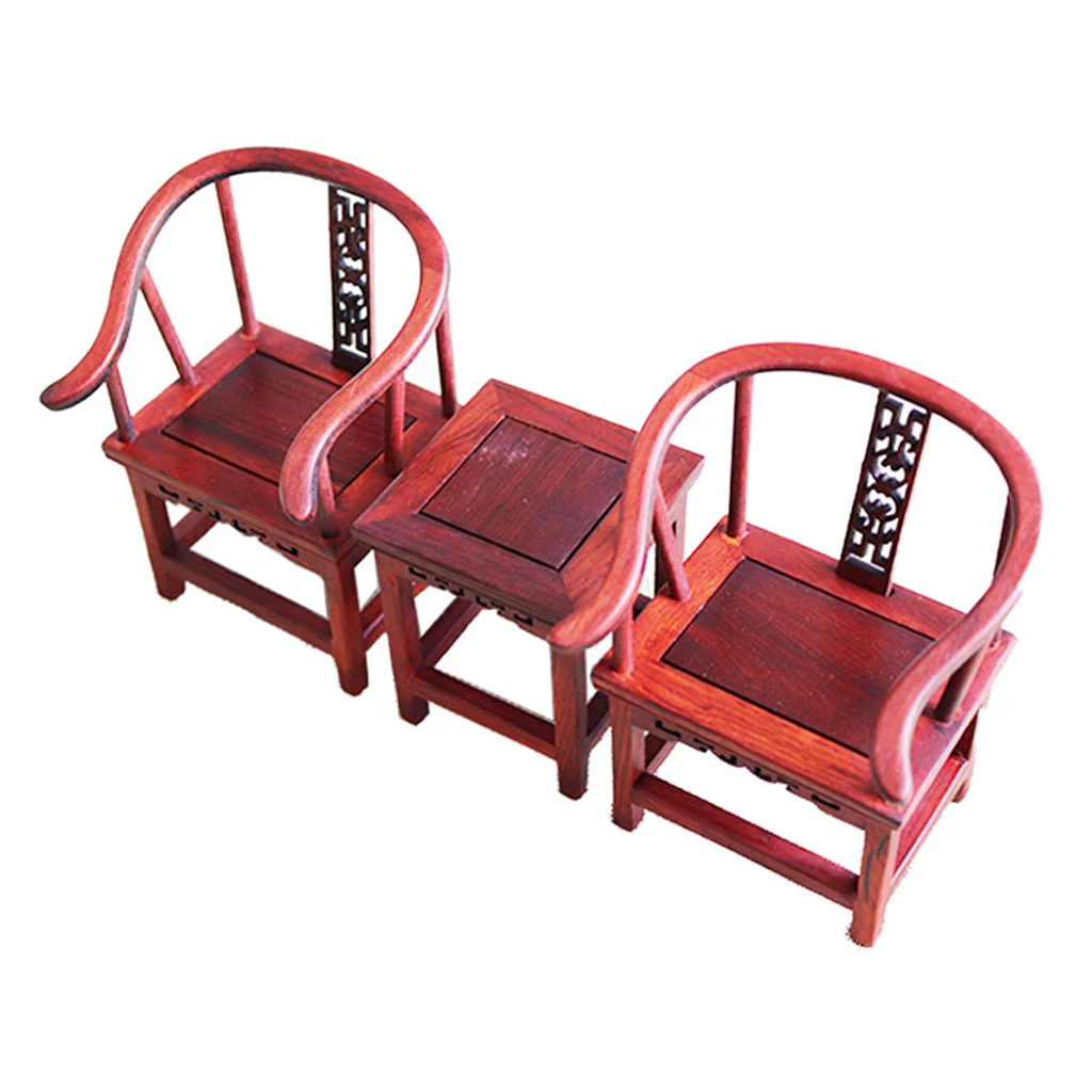 Handcrafts Annatto 1/6 Dollhouse Miniature Furniture Ming Dynasty Style Table Chair Armchair Set Birthday Wedding Gift