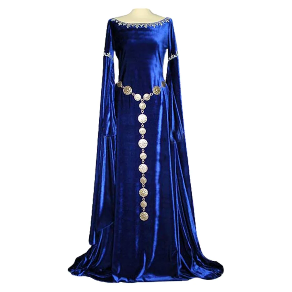 Средневековый Костюм Ренессанса для взрослых женщин длинное платье в викторианском стиле ретро синее платье для женщин вечерние костюмы на Хэллоуин