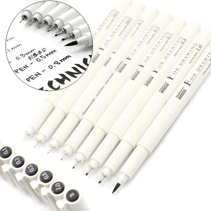 

8 PCS Pigment Fineliner Marker Pen Creative Permanent Ink Markers Graffiti Sketching Pens Art School Stationary Supplies 04029