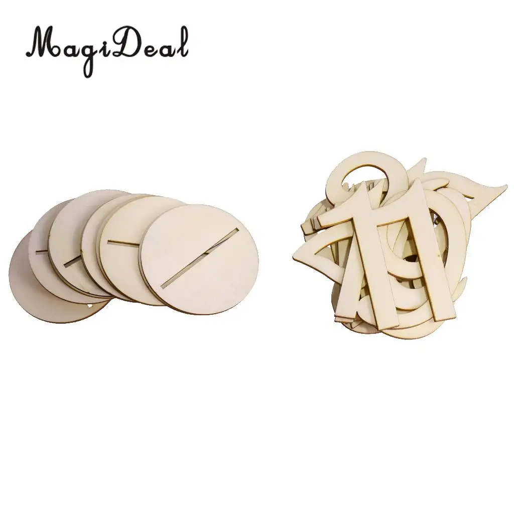 MagiDeal 20pcs/Lot MDF Wooden Table Number 1-20 Place Holder Table Number Figure Card Base Wedding Birthday Party French 