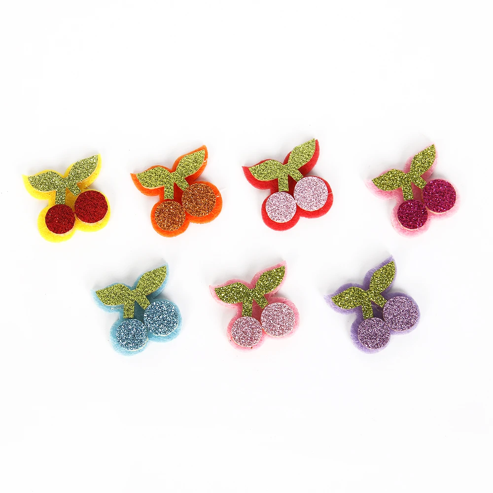 

david angie 28*30mm cherry glitter patch non-woven 10 pieces,DIY Handmade Craft Hair Bows Materials,10Y55806