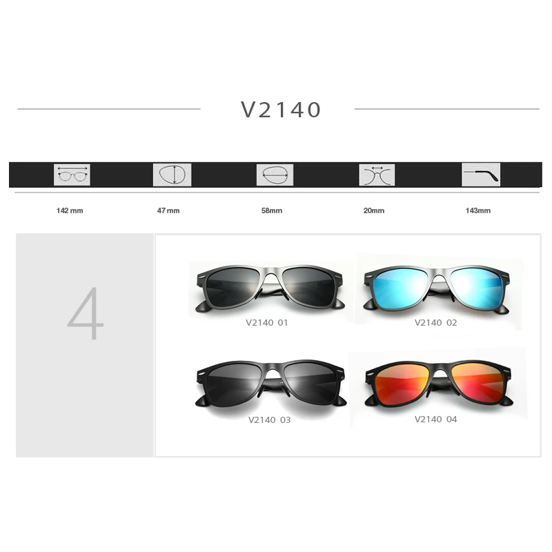 Comprar Gafas de sol con espejo polarizadas marca VEITHDIA Unisex cuadradas de aluminio para hombres accesorios para gafas femeninas