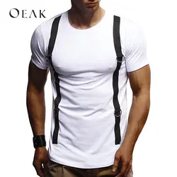 Oeak Лето короткий рукав круглый воротник лоскутный Мужская футболка мужская повседневная стандартная футболка для мужчин Camisetas Hombre