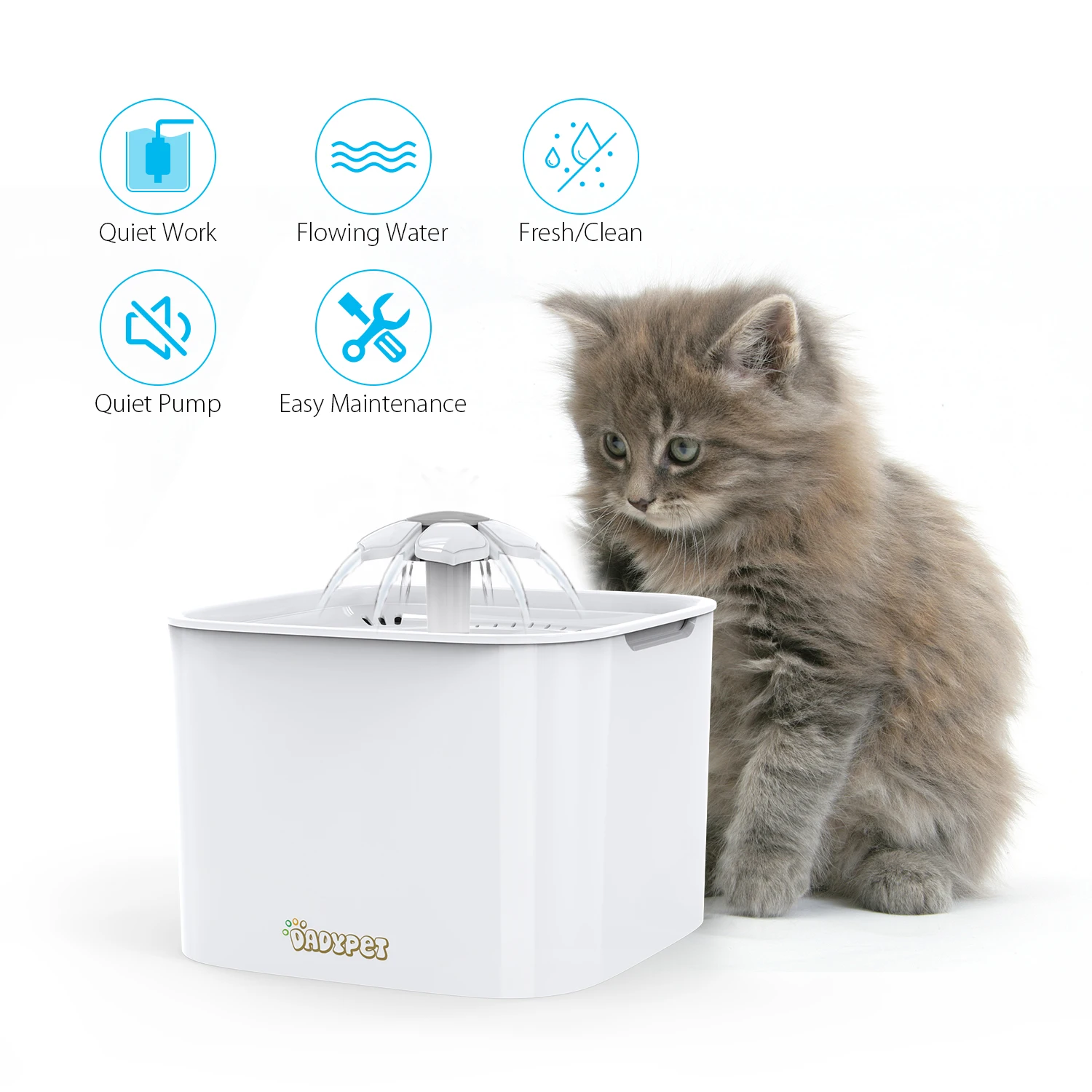 Dadypet диспенсер для воды для домашних животных 2л автоматический фонтан для воды для кошек электрический питомец фонтан для кошек собак птица морская свинка