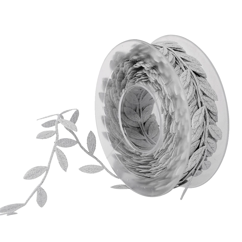 DIY 15m Leaves Ribbon Trim Wreath for Wedding Birthday Christmas Wall Crafts Dress Clothes Party Decor Scrapbooking Cardmaking