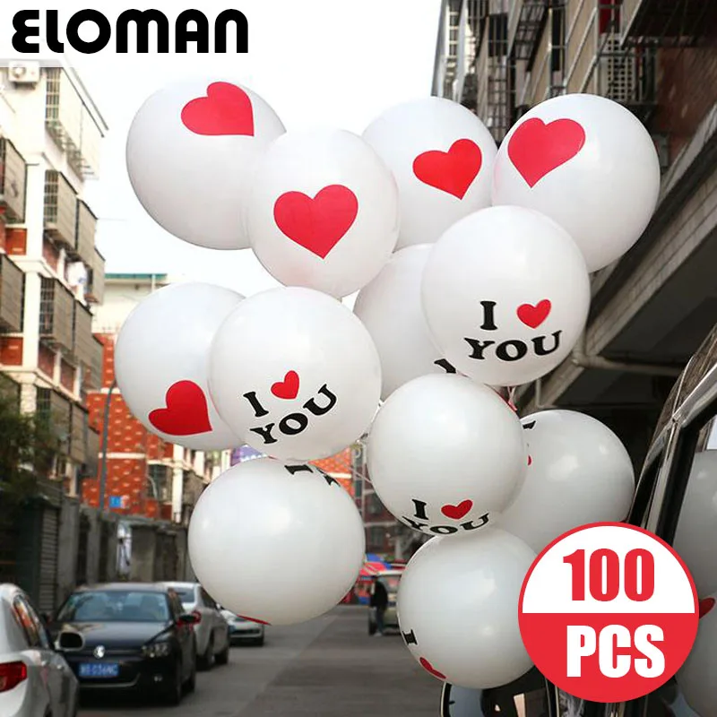 

ELOMAN 100PCS 12inch 2.8g printing wedding latex balloons 'I LOVE YOU' 'KISS ME' 'WILL YOU MARRY ME' party balloon