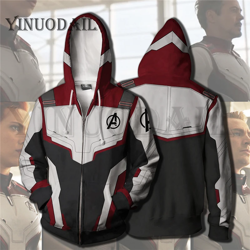 Men and Women Zip Up Hoodies The Avengers Endgame Hooded Jacket Superheroes Battle Suit Sweatshirt Streetwear Cosplay Costume