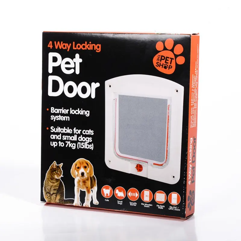 Image New Arrival Durable Plastic 4 Way Pet Cat Dog Small Waterproof Pet Locking Door Flap Pets Supplies