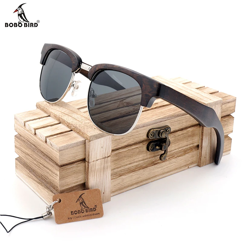 BOBO BIRD, Gafas de sol de media montura al para hombres y mujeres (unisex) con montura de de estilo veraniego. Perfecta gafa de sol para regalar|sunglasses women men|wood