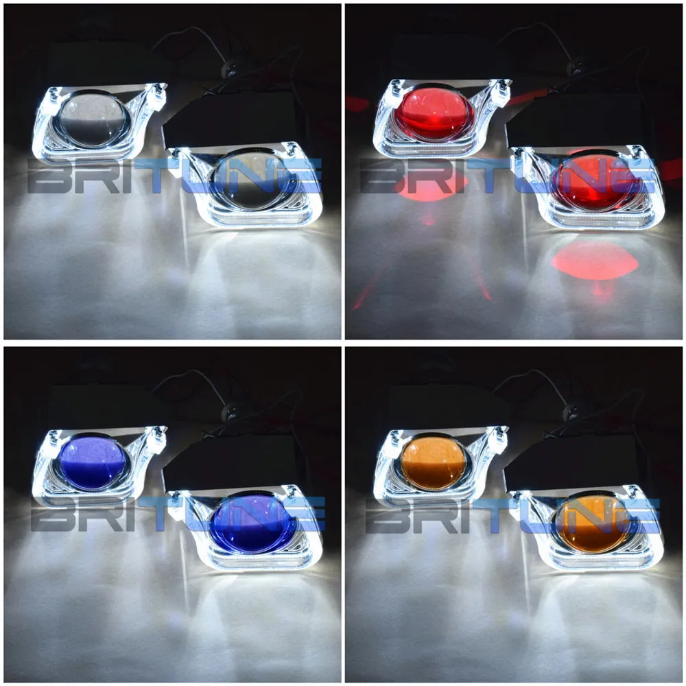 Special U Shape LED Angel Devil Eyes 2.5'' Mini Bi-xenon Projector Lens Daytime Running Lights For H4 H7 Cars Auto Headlight DIY