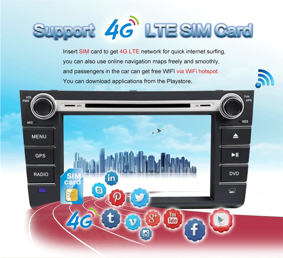 Excellent KiriNavi Octa core 4G LET android 7 car audio for Suzuki Swift dvd player with gps support 4K Video 4G 2