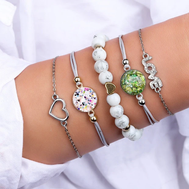 

2019 Fashion Boho Natural Stone Beads Bracelets Set For Women Men Charm Rope Leather Chain Bracelet Party Jewelry Pulseira Gift