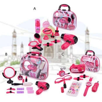 

Kids Girls Makeup Tool Box Mini Hair Dryer Comb Perfume Bottle Lipstick Mirror Hair Styling Tool Accessories Beauty Pretend Toy