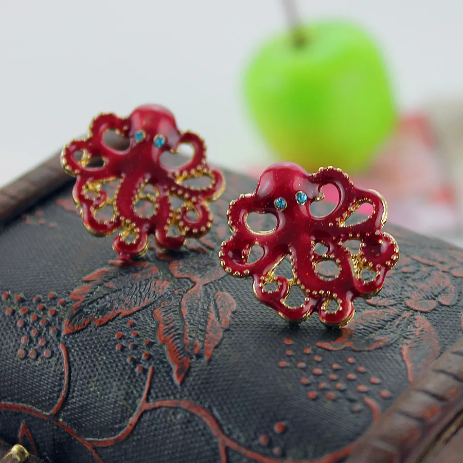 

Fashion stud earrings 2014 Fashion new pure and fresh quietly elegant contracted octopus earrings 120814 restoring ancient ways