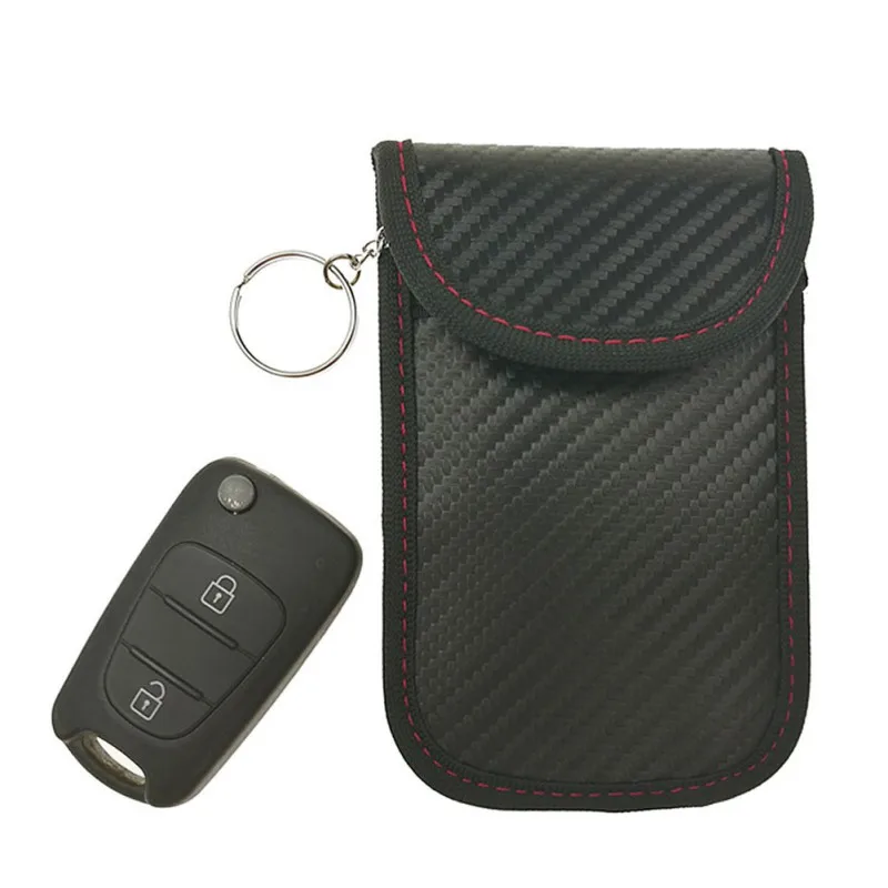 

New CarbonfiberElectromagnetic Shielding Car Key Case Signal Blocking Bag Signal Blocker Case Faraday Cage Pouch For Keyless Car