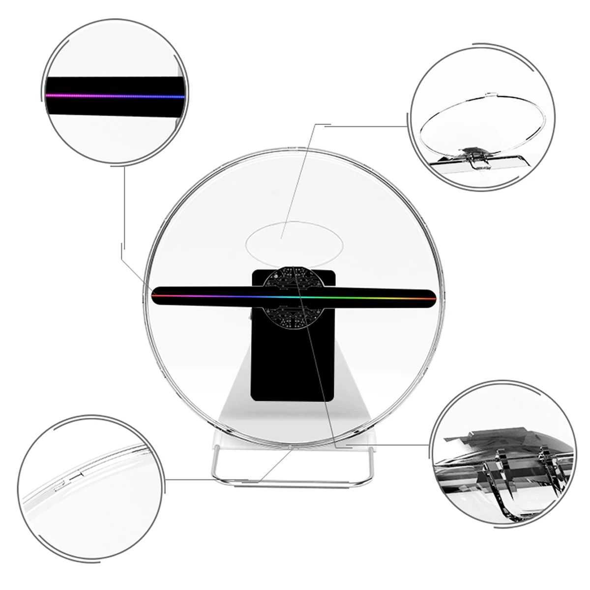 Portable 30CM 3D Holographic Projector With Battery Hologram Player LED Display Fan Advertising Light APP Control