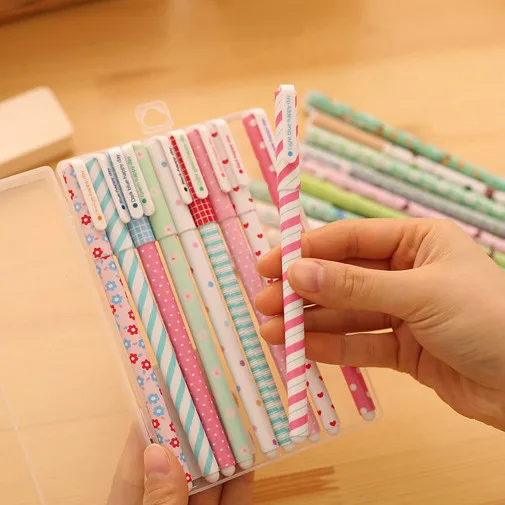 (10 pieces/Lot) New Cute Colorful Gel Pen Kawaii material escolar papelaria Stationery School Office Supplies | Канцтовары для