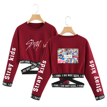 

Stray Kids Crop Tops Harajuku Korean Style Women Hip Hop Kpop Summer Top Long Sleeve Sexy Sweatshirt Women Clothes Streetwear