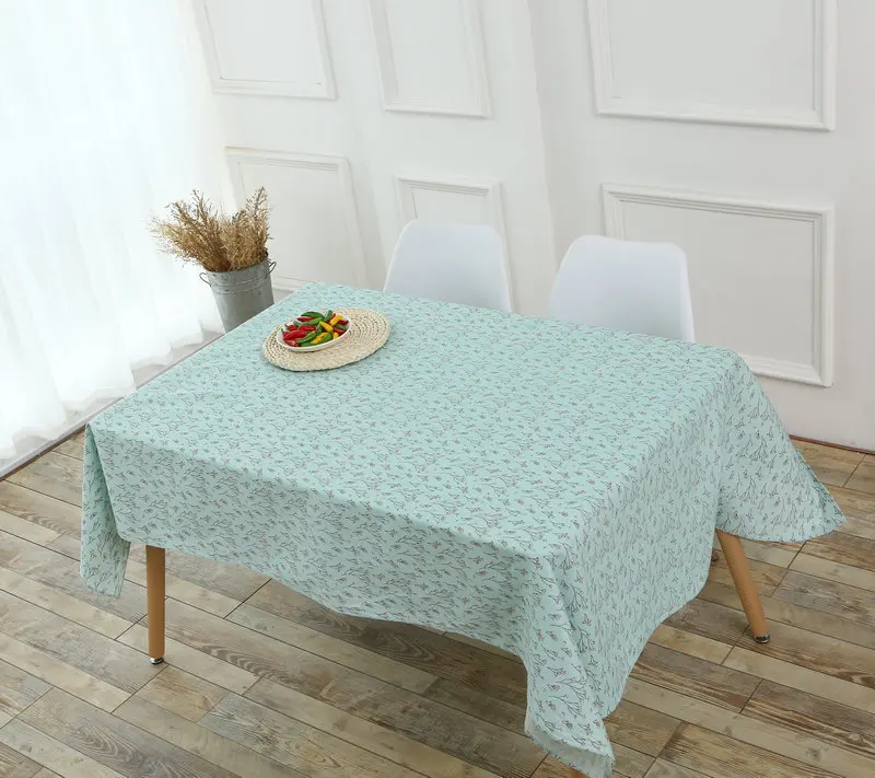 

Pastoral Cotton and Linen Table Cloth Flower Fresh Country Style Multifunctional Rectangle Tablecloths Cover Decoration