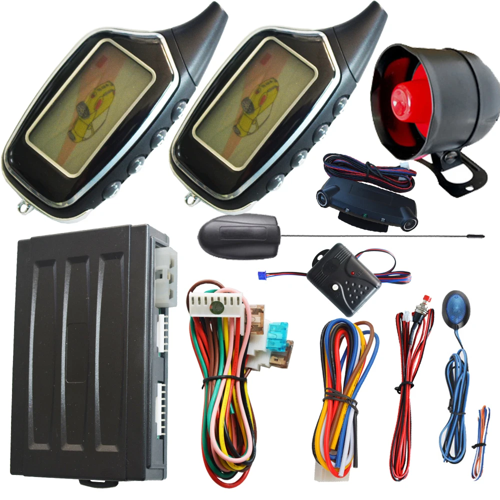 

car auto security remote auto car alarm system with lcd alarm remote shock sensor alarm and motion alarm protection remote start