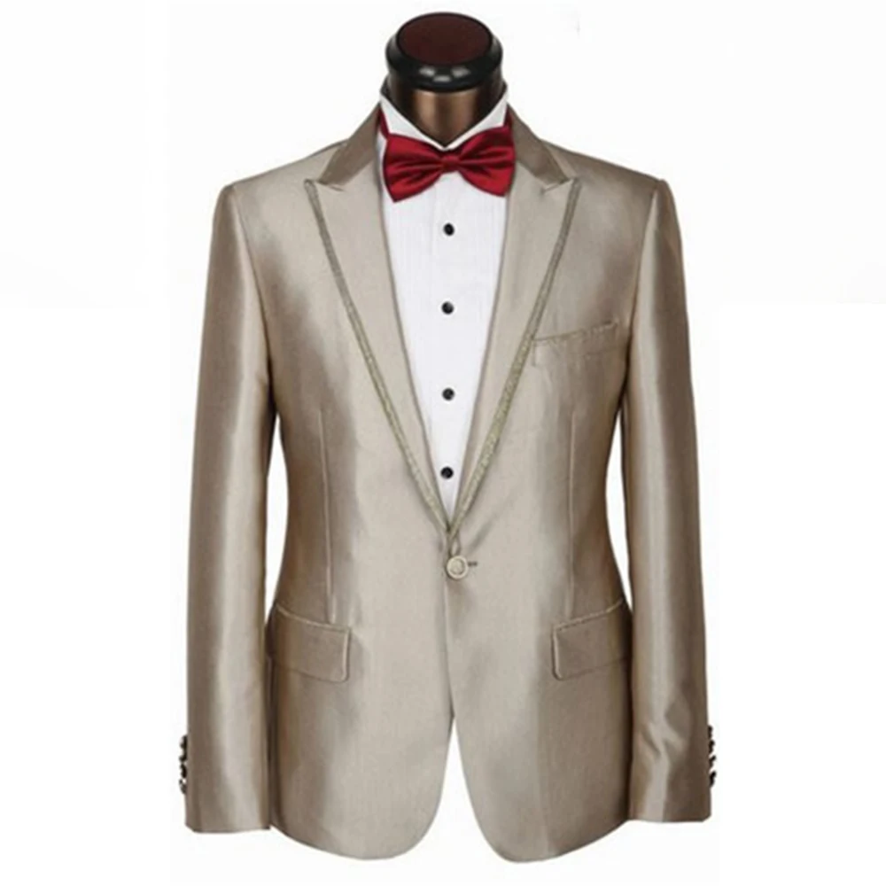 Custom MADE TO MEASURE men suit,BESPOKE Champagne groom wedding suits