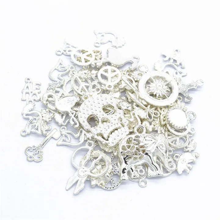 4 50glot Multiple Styles Diy Jewelry Making Silver Alloy Cabochon Gold Jewelry Fndings Skull Pandant Diy Jewelry Accessories 30