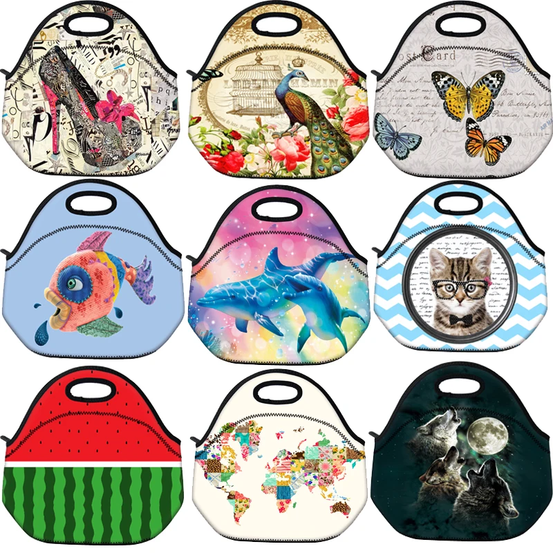 

Fashion Neoprene Thermal Insulated Portable Lunch Bag Women Kids Waterproof Lunch Cooler Box Tote Food Container Hangbag